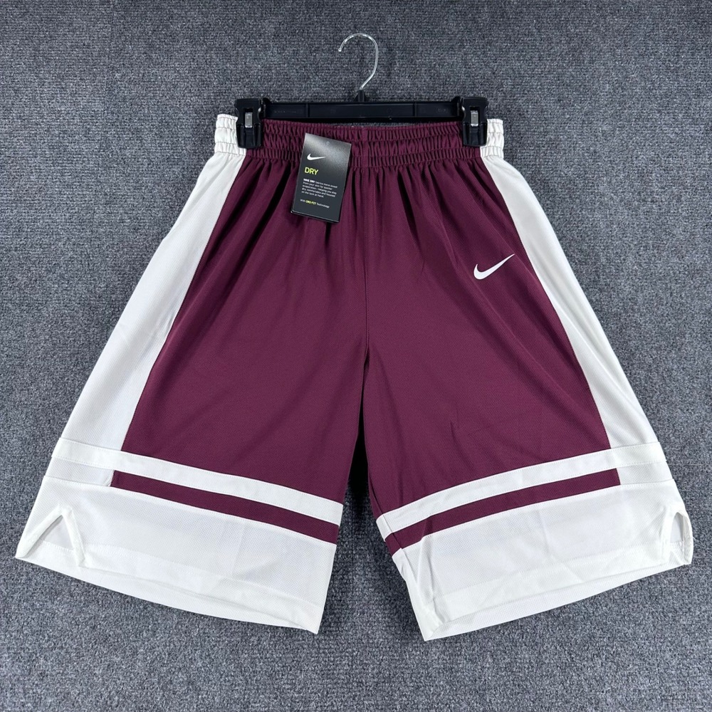 Nike Basketball Shorts Mens S Small Burgundy‎ White Dri Fit AV2150-670 NWT